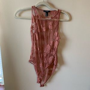 Pink lace bodysuit one piece